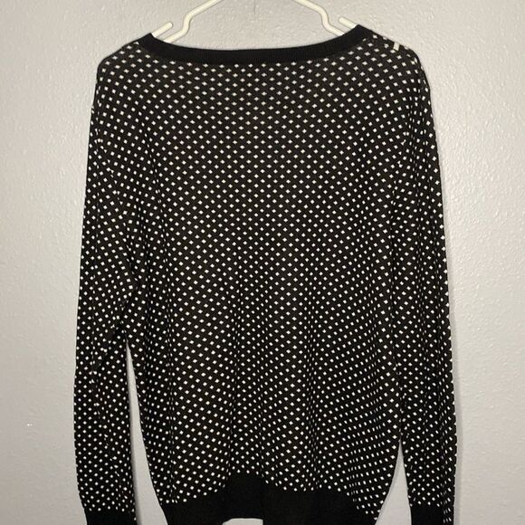 Loft Outlet Ice Skates Black and White Polka Dots Sweater Size XL - Picture 8 of 9